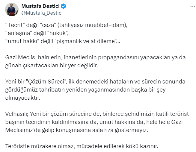 Büyük Birlik Partisi Genel Başkanı Mustafa Destici