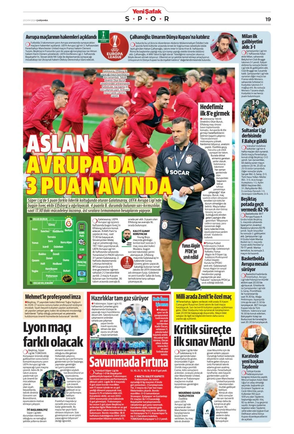 Günün spor manşetleri