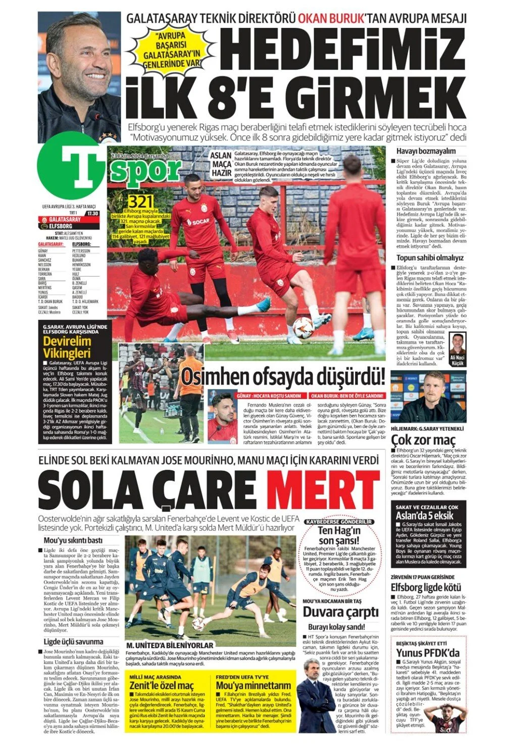 Günün spor manşetleri