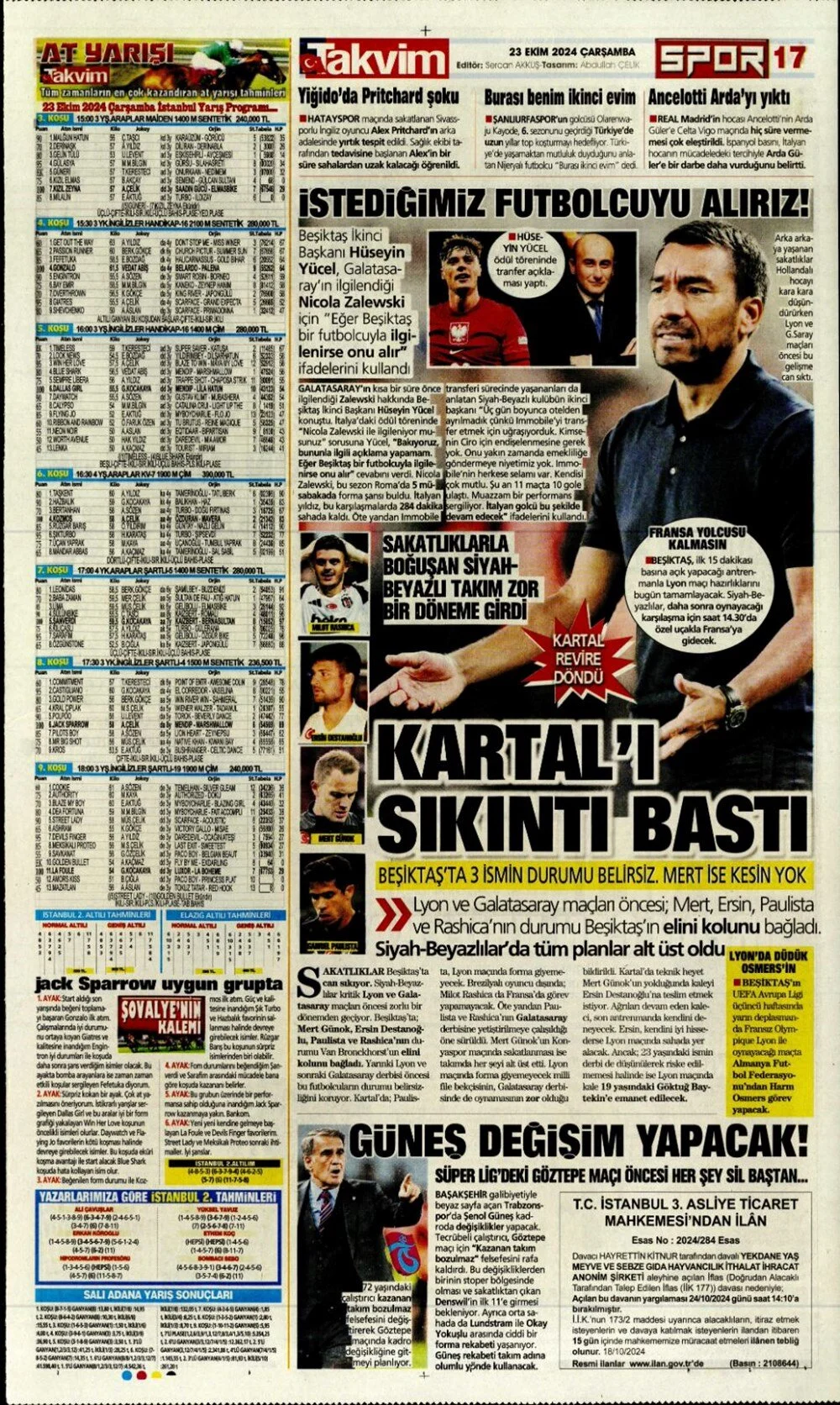 Günün spor manşetleri