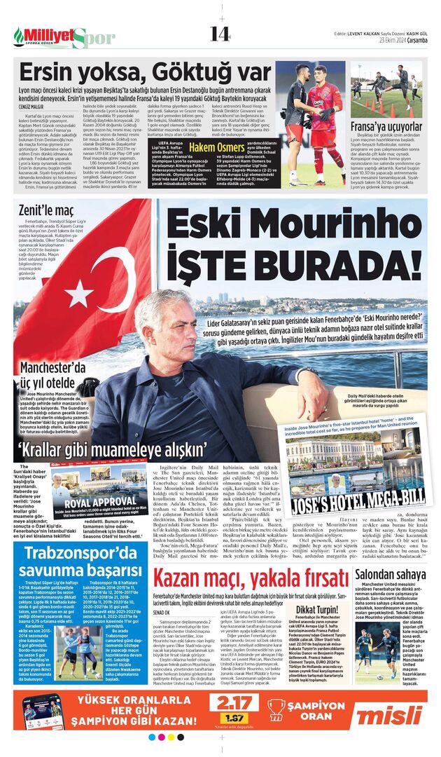 Günün spor manşetleri