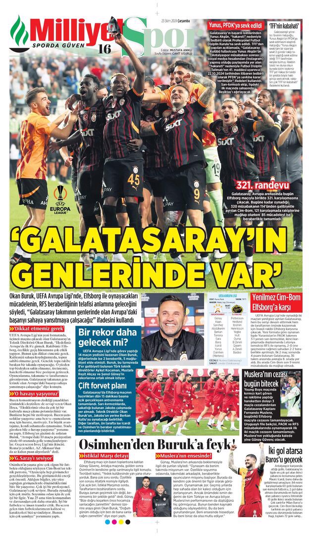 Günün spor manşetleri