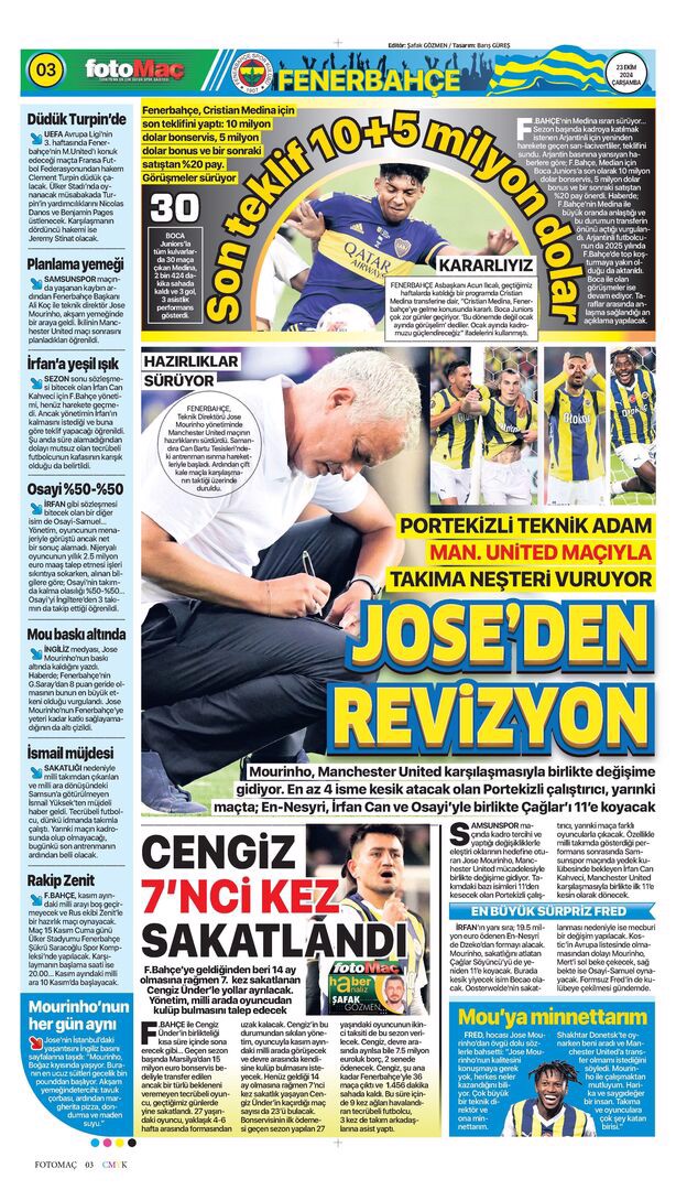 Günün spor manşetleri