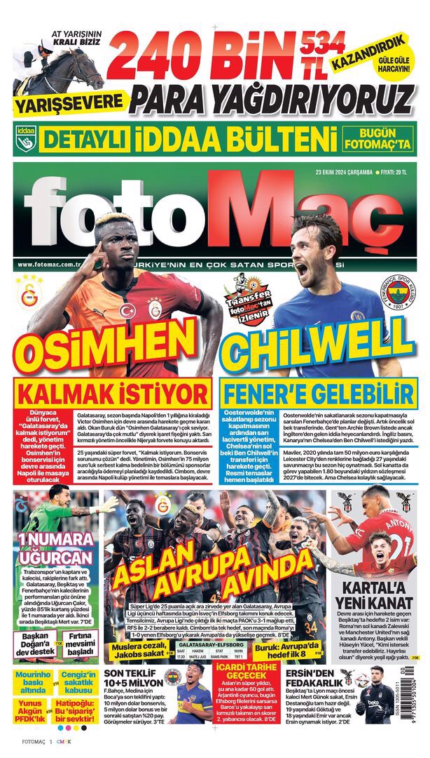 Günün spor manşetleri