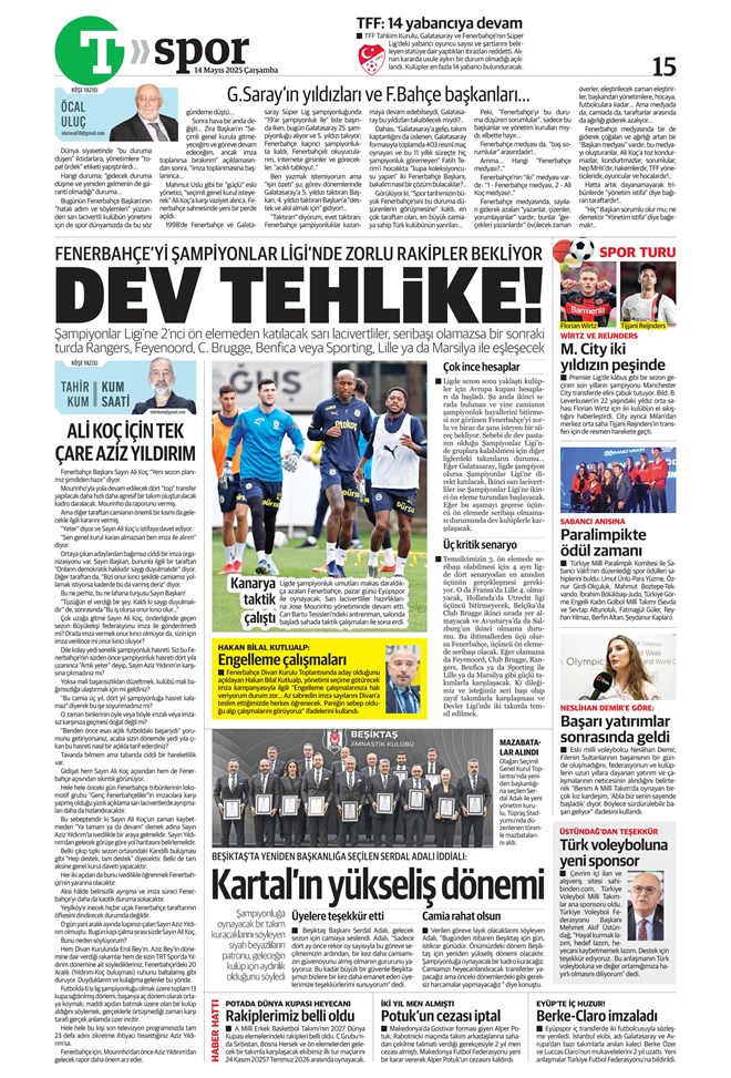 Günün spor manşetleri