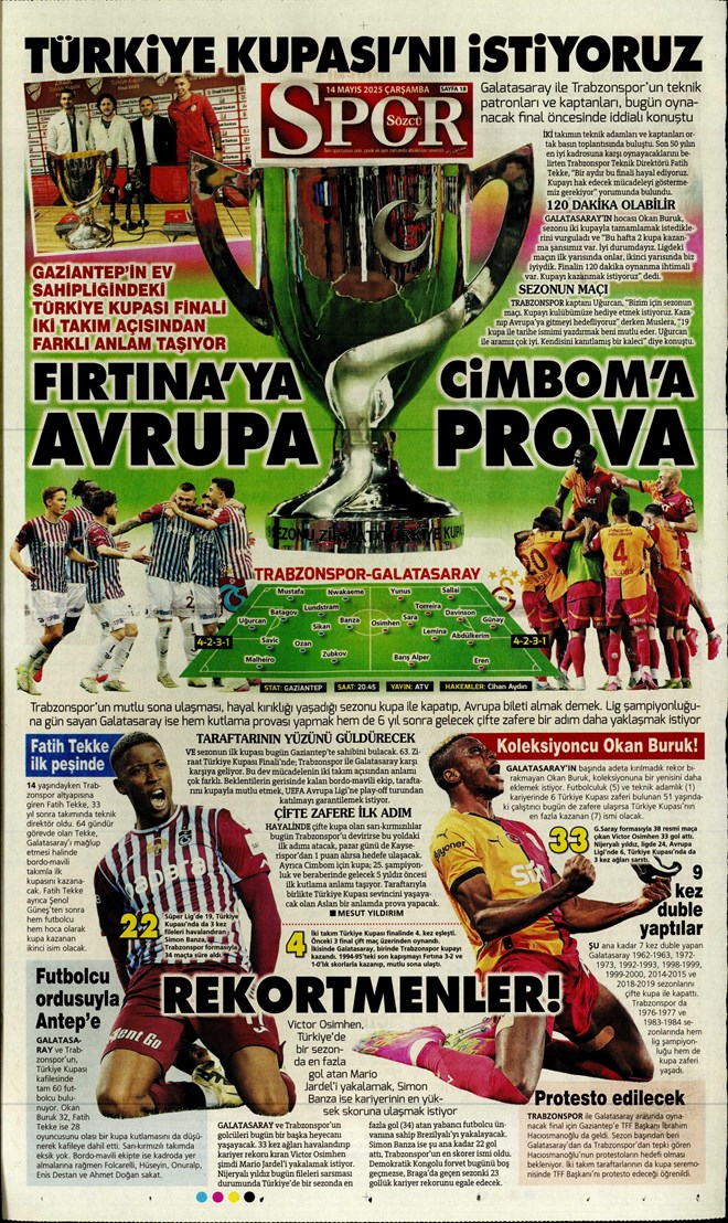 Günün spor manşetleri