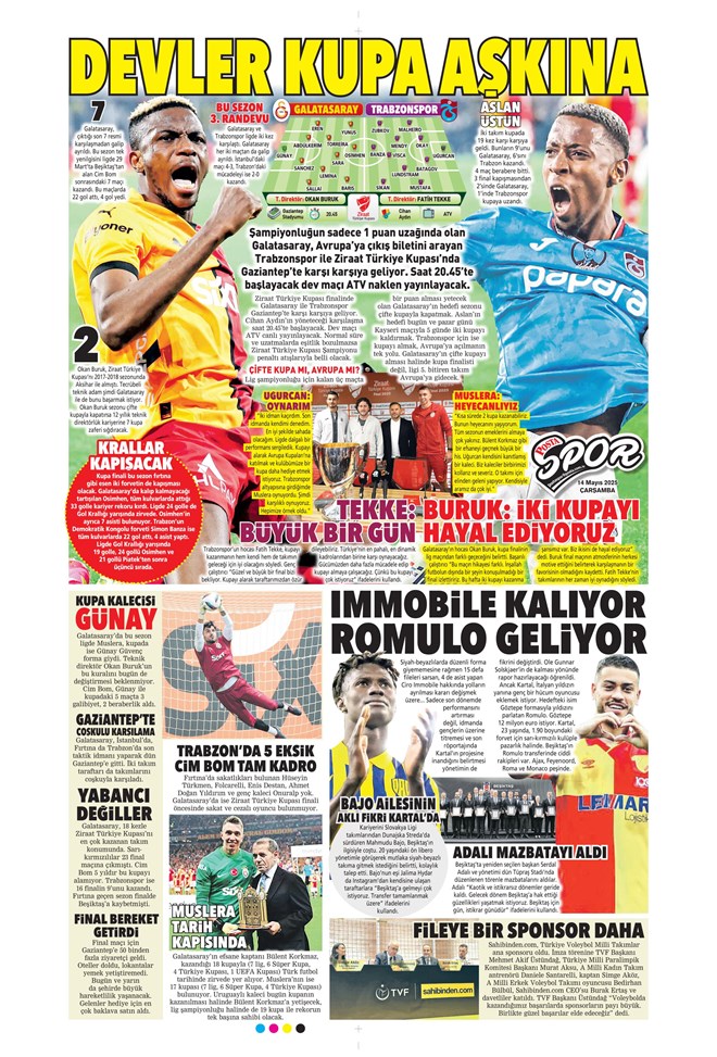 Günün spor manşetleri