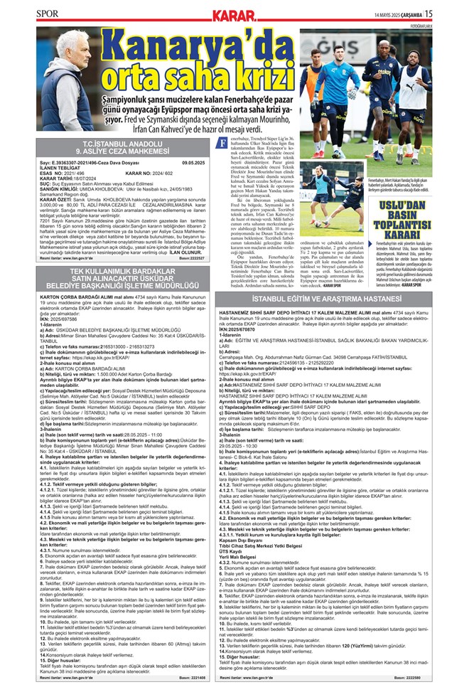 Günün spor manşetleri