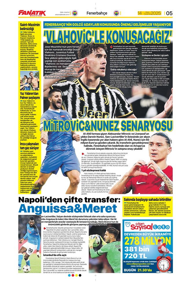 Günün spor manşetleri