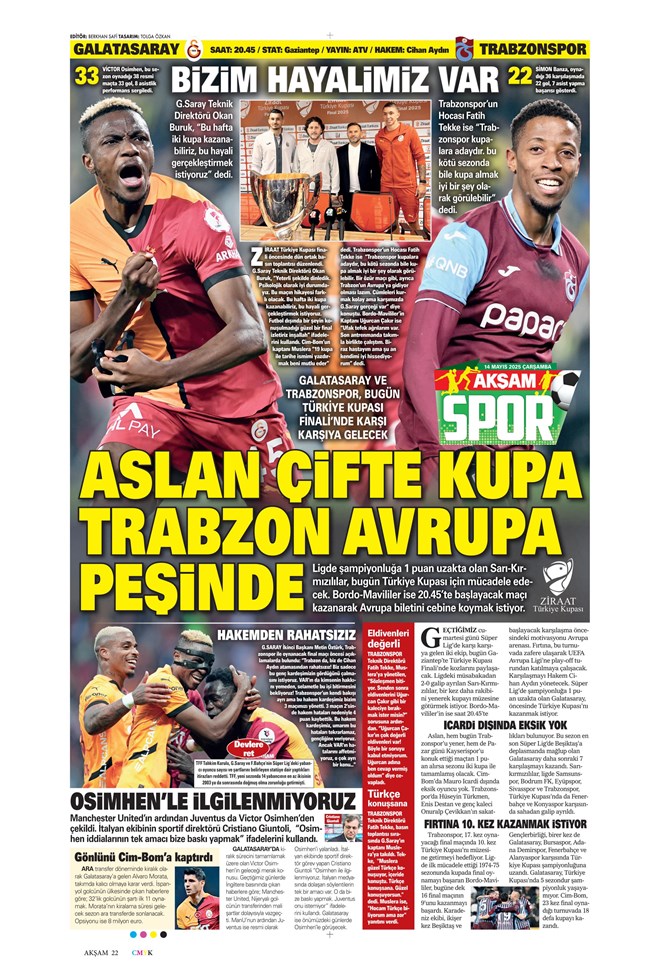 Günün spor manşetleri