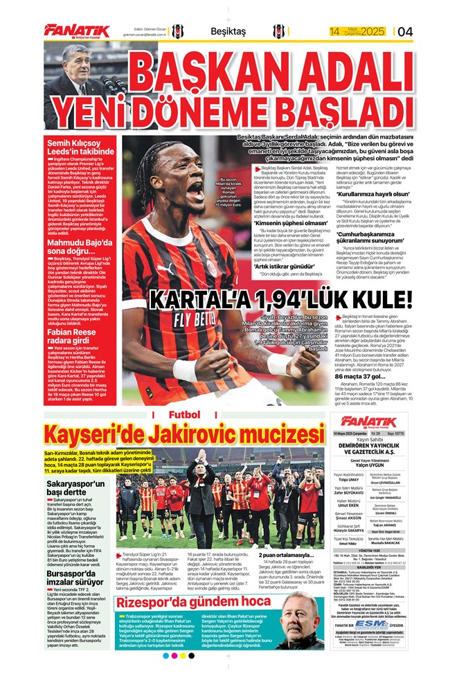 Günün spor manşetleri