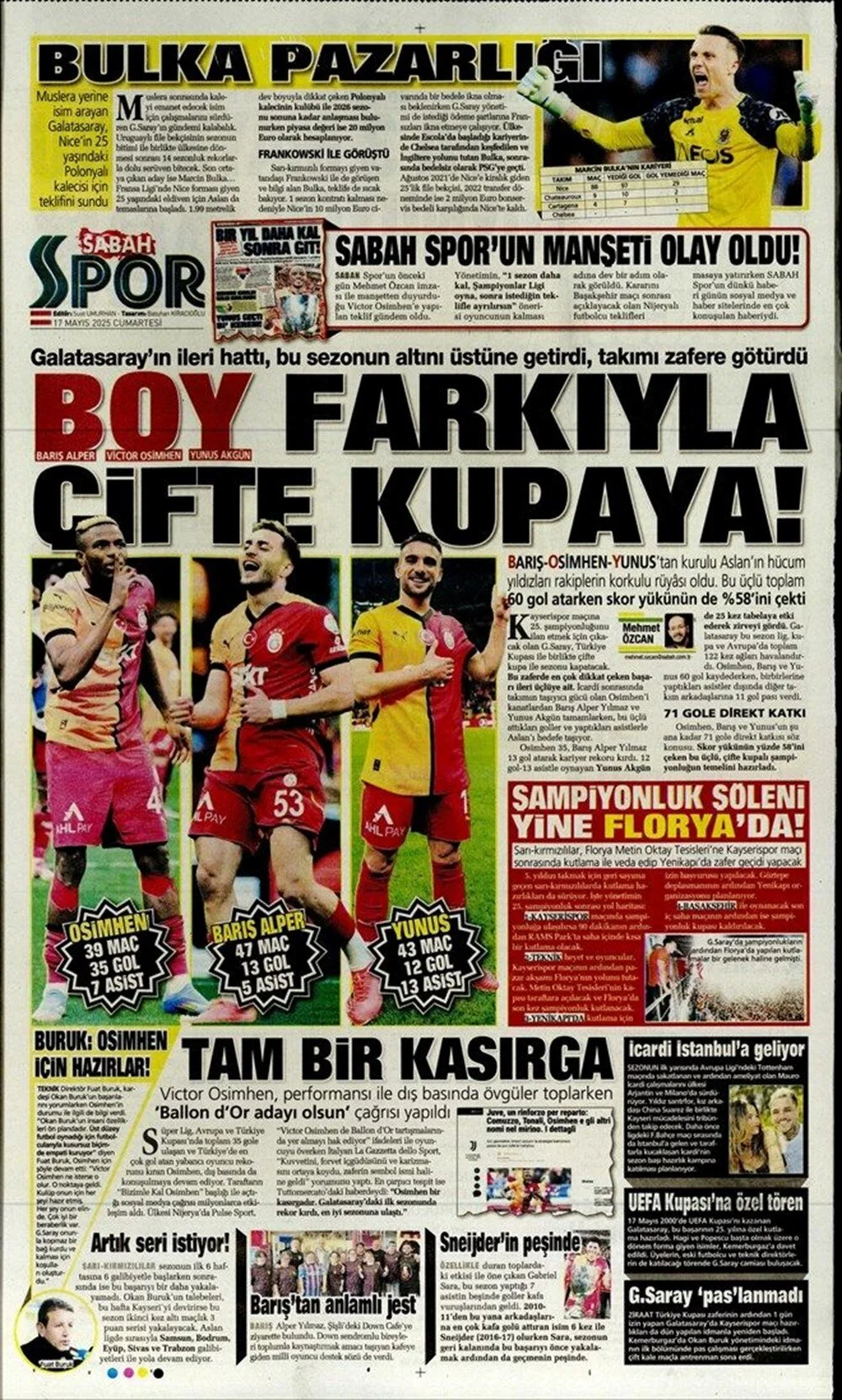 "Aslan büyük oynuyor", "Osimhen çılgınlığı": İşte günün spor manşetleri