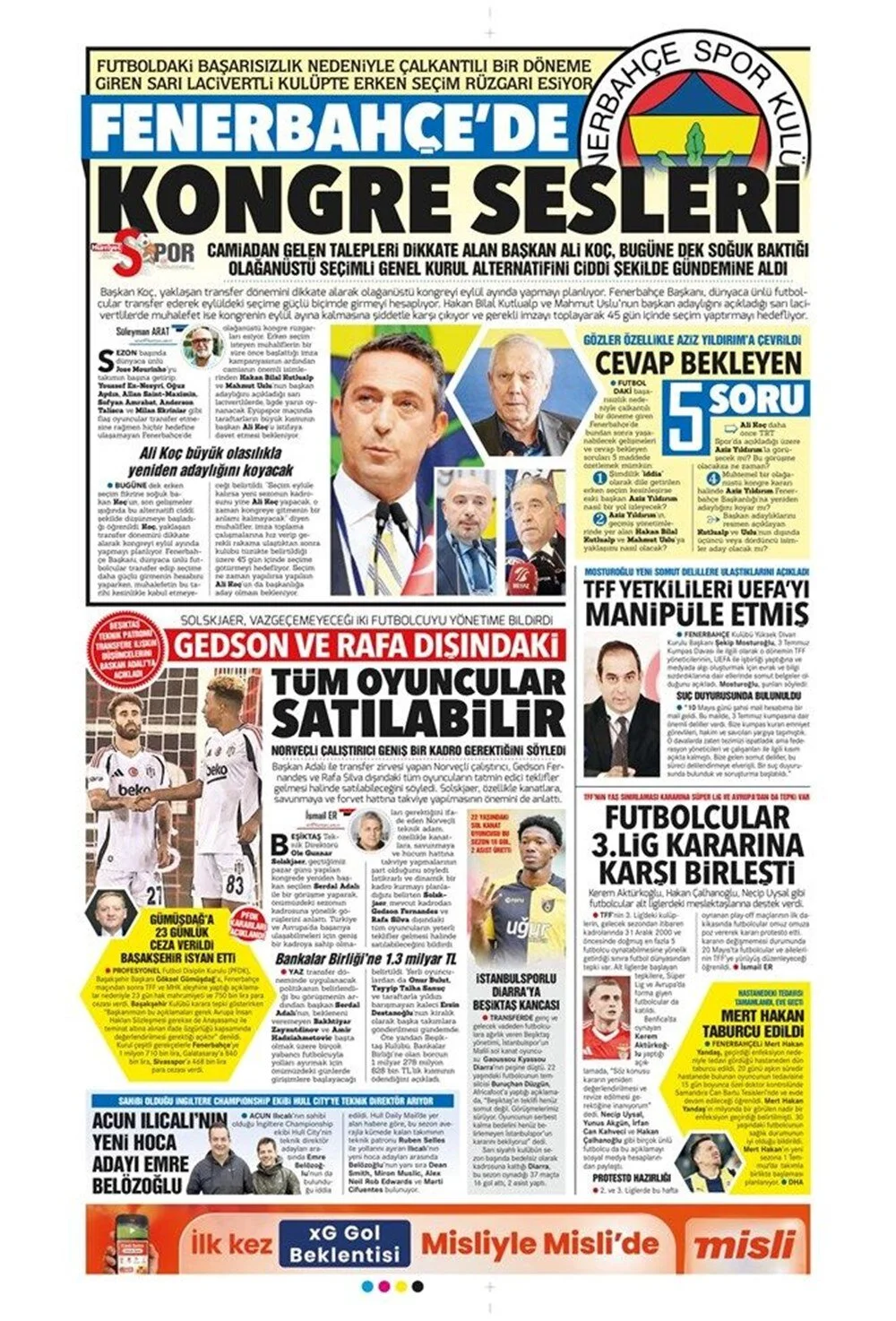 "Aslan büyük oynuyor", "Osimhen çılgınlığı": İşte günün spor manşetleri