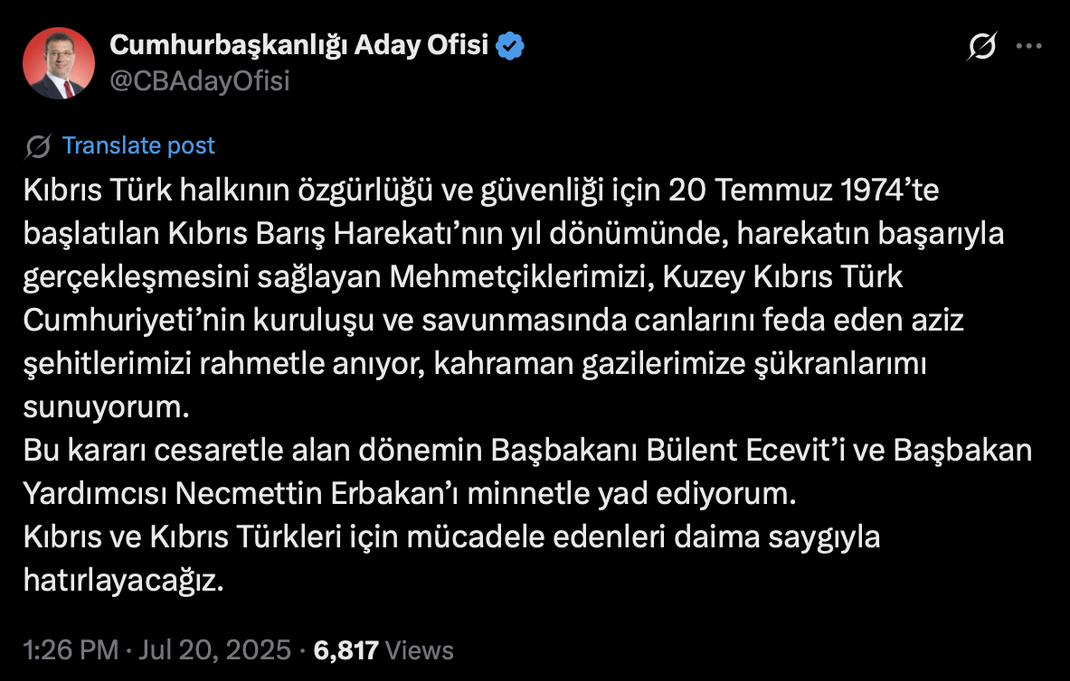 İstanbul Büyükşehir Belediye Başkanı Ekrem İmamoğlu