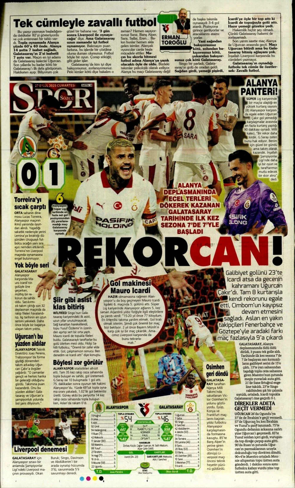 "Aslan'ın 7. harikası" | Günün spor manşetleri
