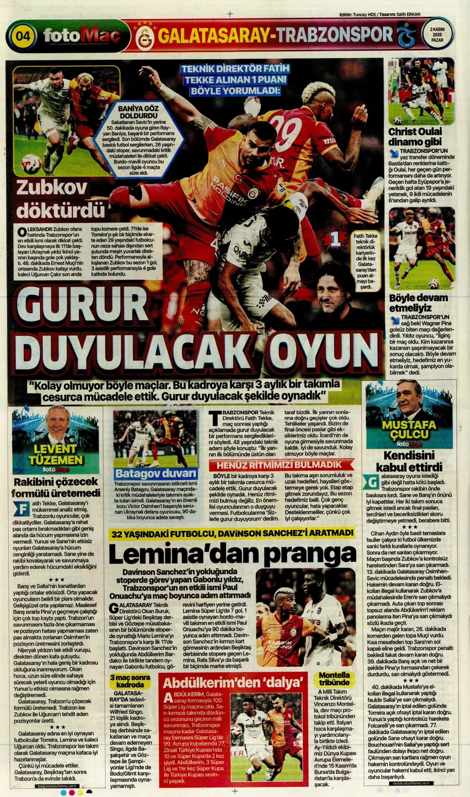 "Aslan Fırtına'da boşa kürek çekti"  | Günün spor manşetleri