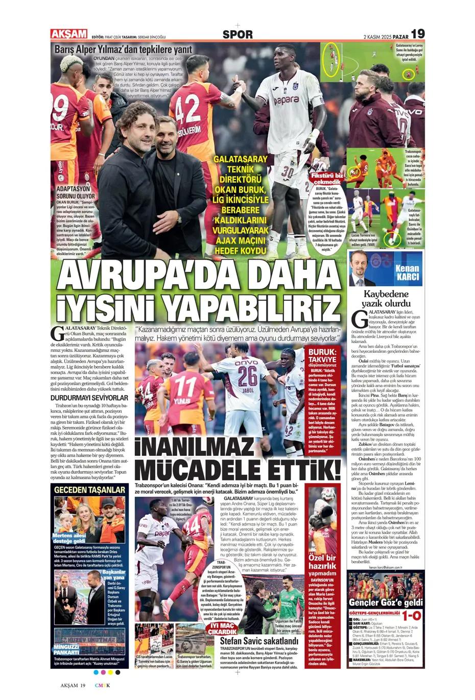 "Aslan Fırtına'da boşa kürek çekti"  | Günün spor manşetleri