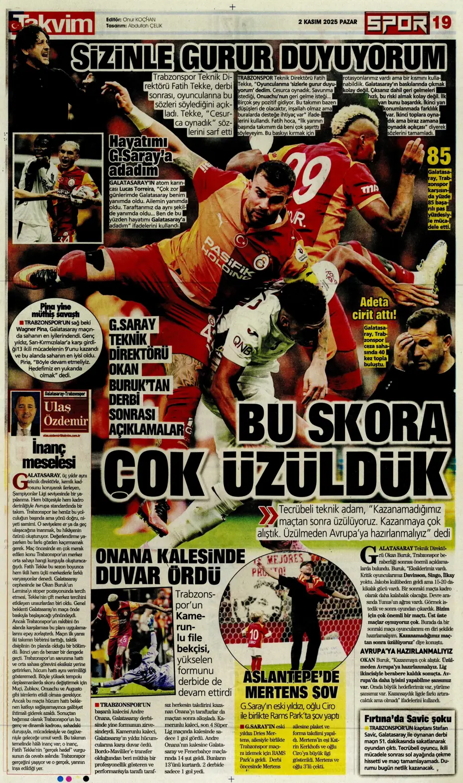 "Aslan Fırtına'da boşa kürek çekti"  | Günün spor manşetleri
