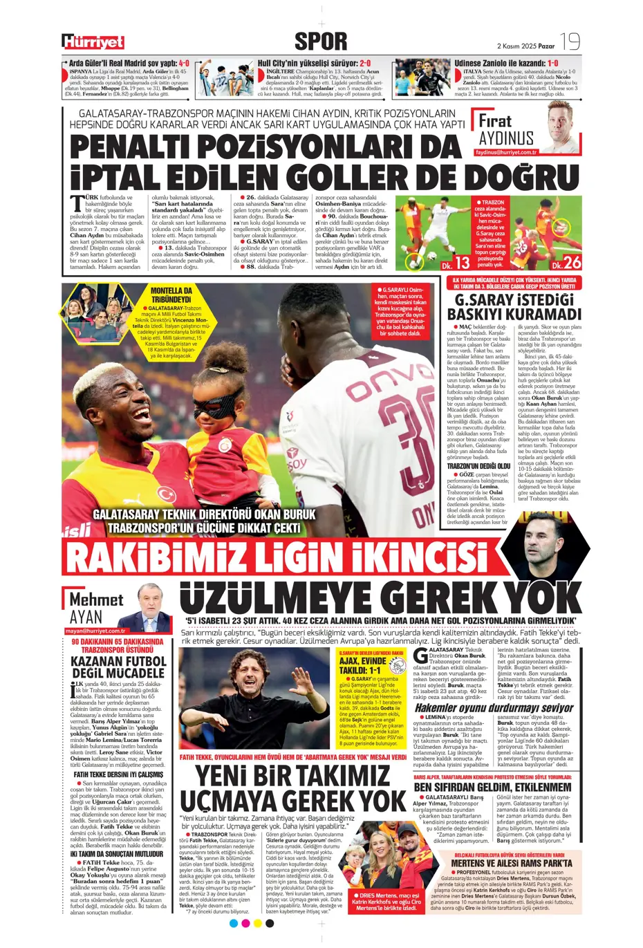 "Aslan Fırtına'da boşa kürek çekti"  | Günün spor manşetleri