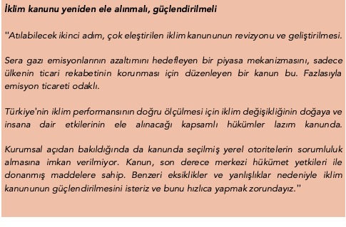 İklim kanunu yeniden ele alınmalı, güçlendirilmeli…