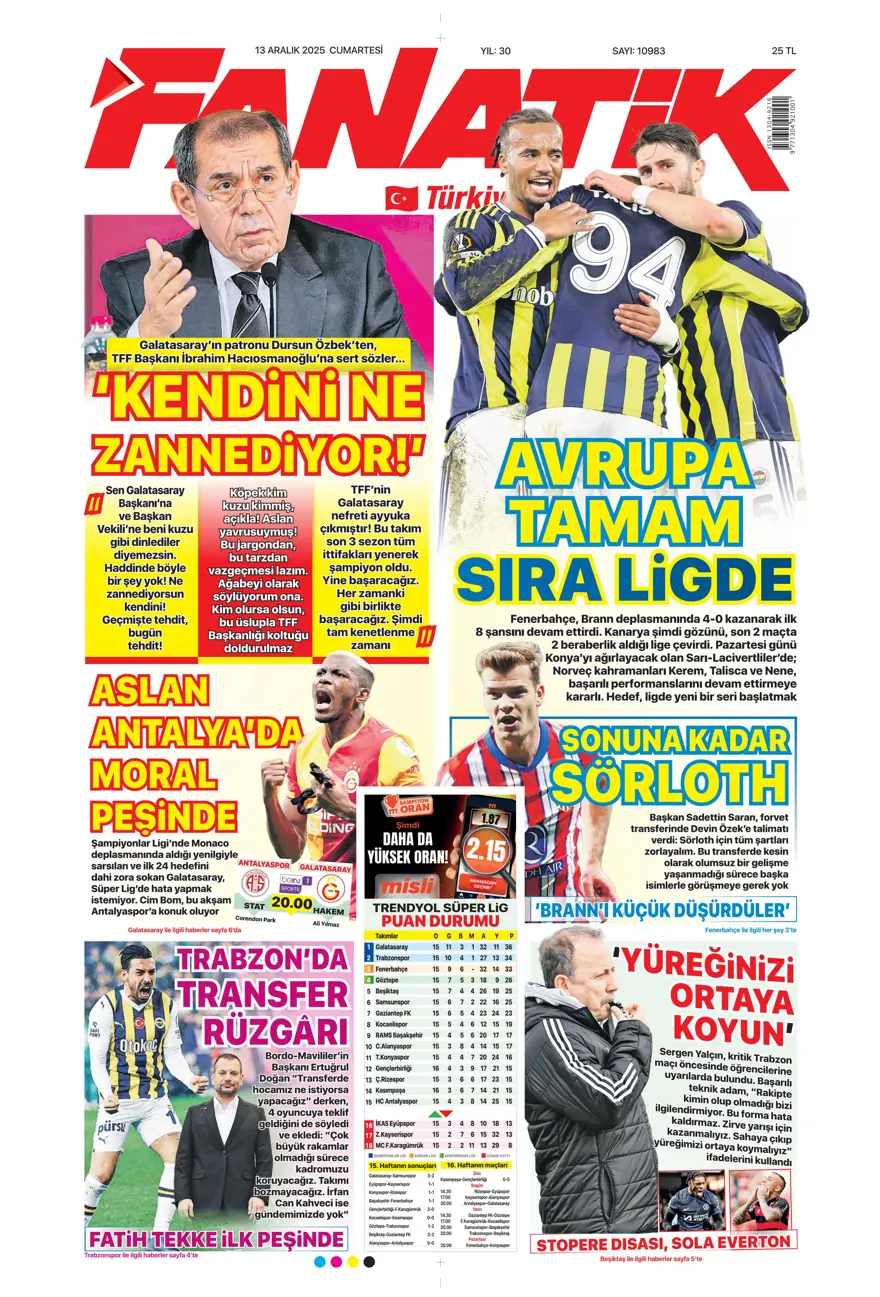 Defansa dev stoper | Günün spor manşetleri