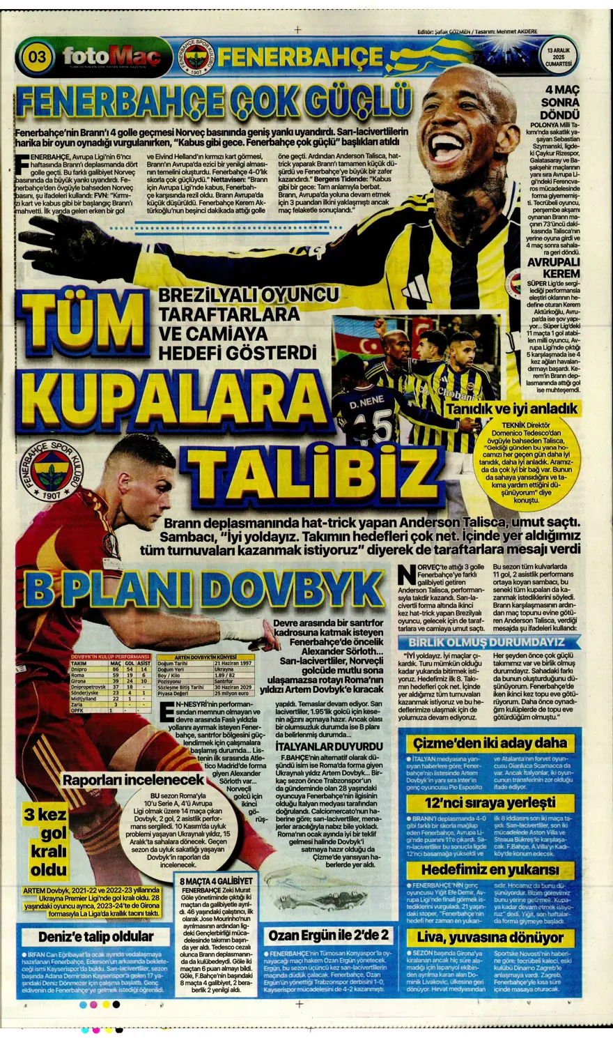 Defansa dev stoper | Günün spor manşetleri