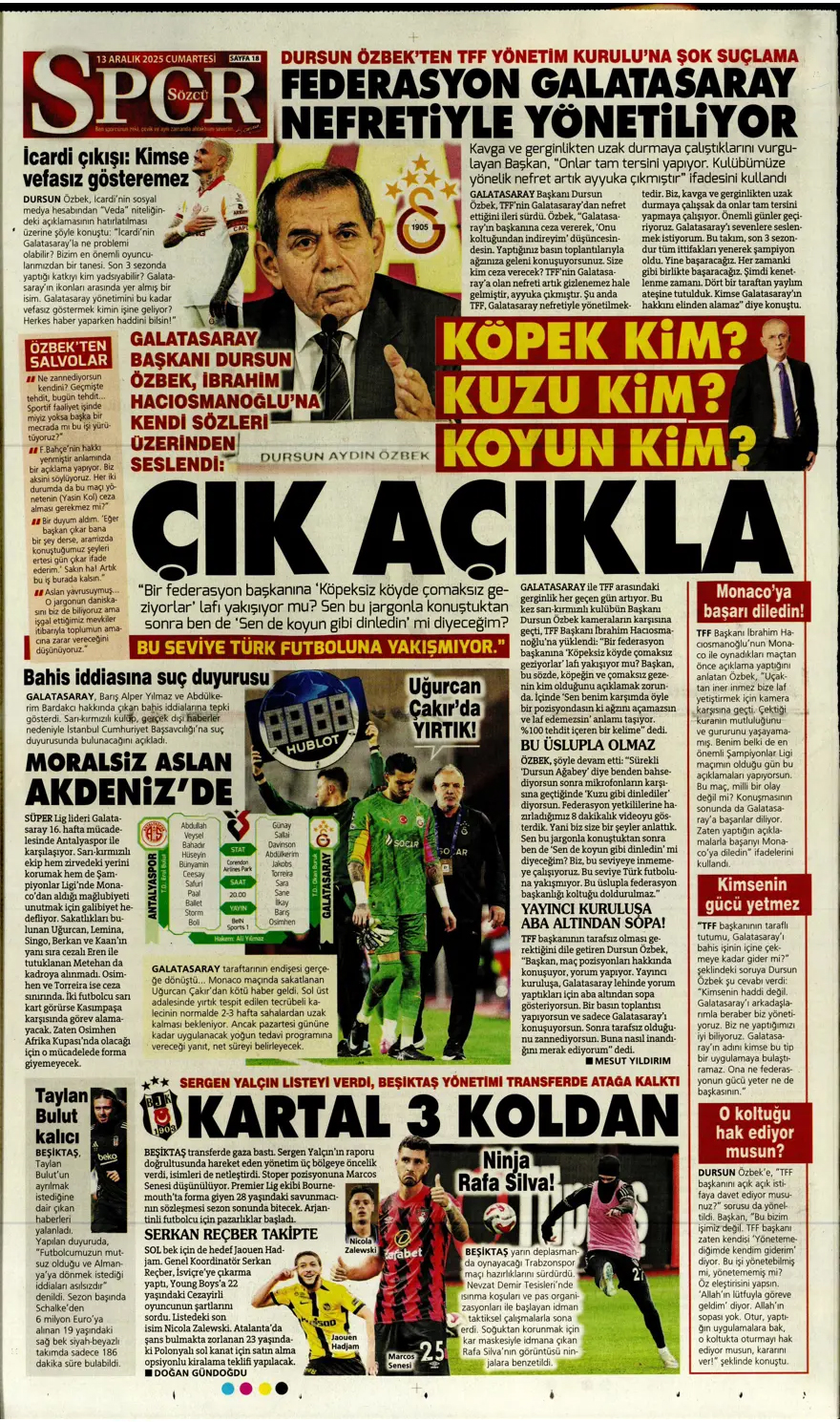 Defansa dev stoper | Günün spor manşetleri