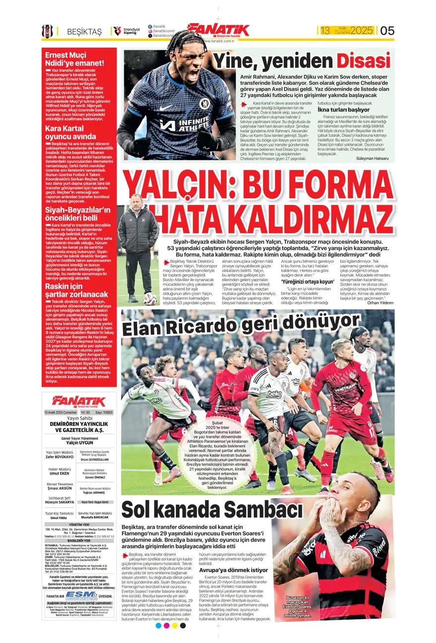 Defansa dev stoper | Günün spor manşetleri