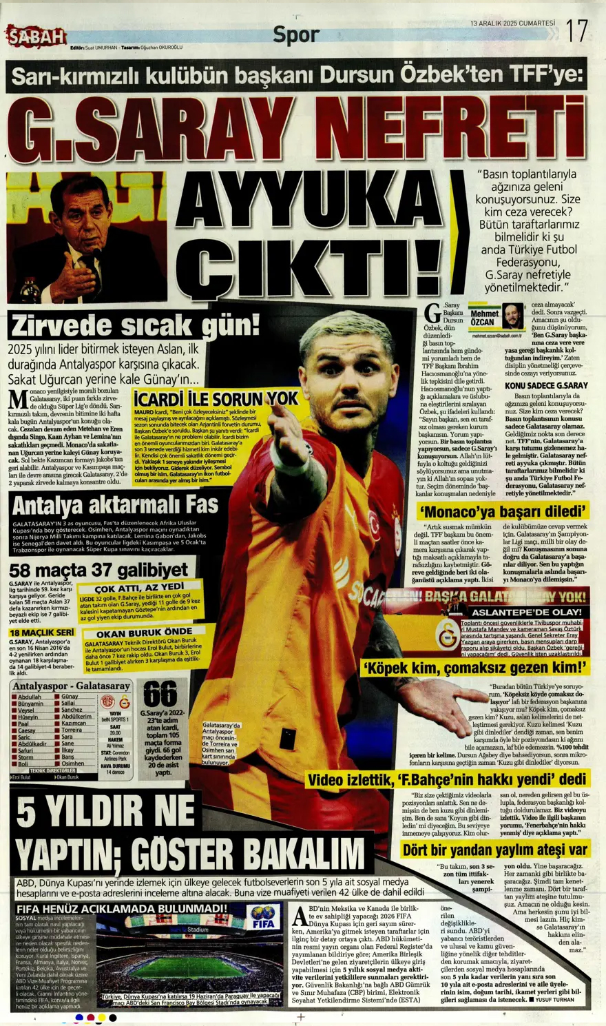 Defansa dev stoper | Günün spor manşetleri