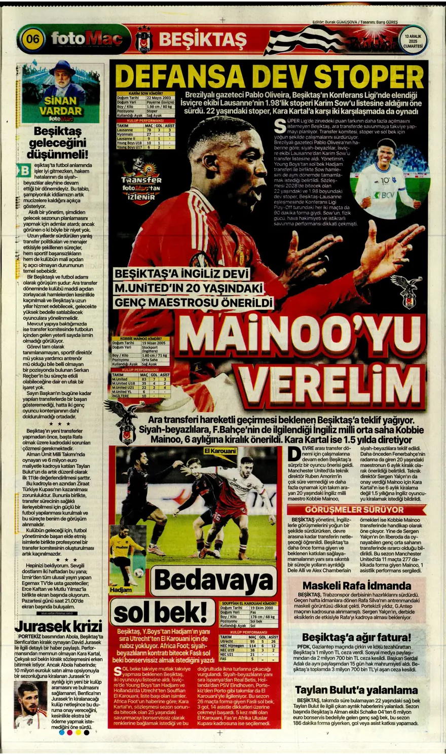Defansa dev stoper | Günün spor manşetleri