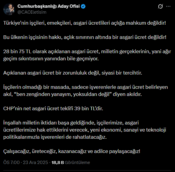 2026 asgari ücreti nasıl yorumlandı?| "Asgari ücret tarihimizde ilk kez, açlık sınırının altında açıklanmıştır!"
