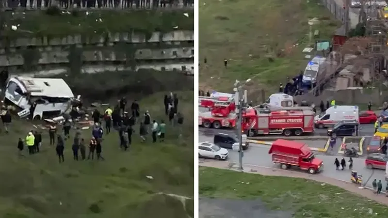 Esenyurt'ta işçileri taşıyan otobüs şarampole yuvarlandı: Ölü ve yaralılar var!