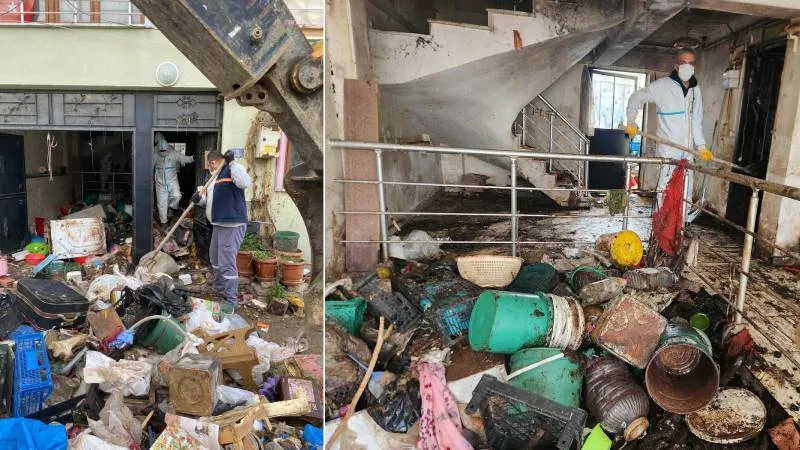 Bursa'da bir evden 9 kamyon çöp çıkarıldı