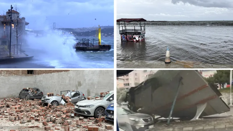 Türkiye fırtına ve yağışın etkisi altında: Çatılar uçtu, deniz taştı, bazı deniz ve hava ulaşımları iptal edildi!
