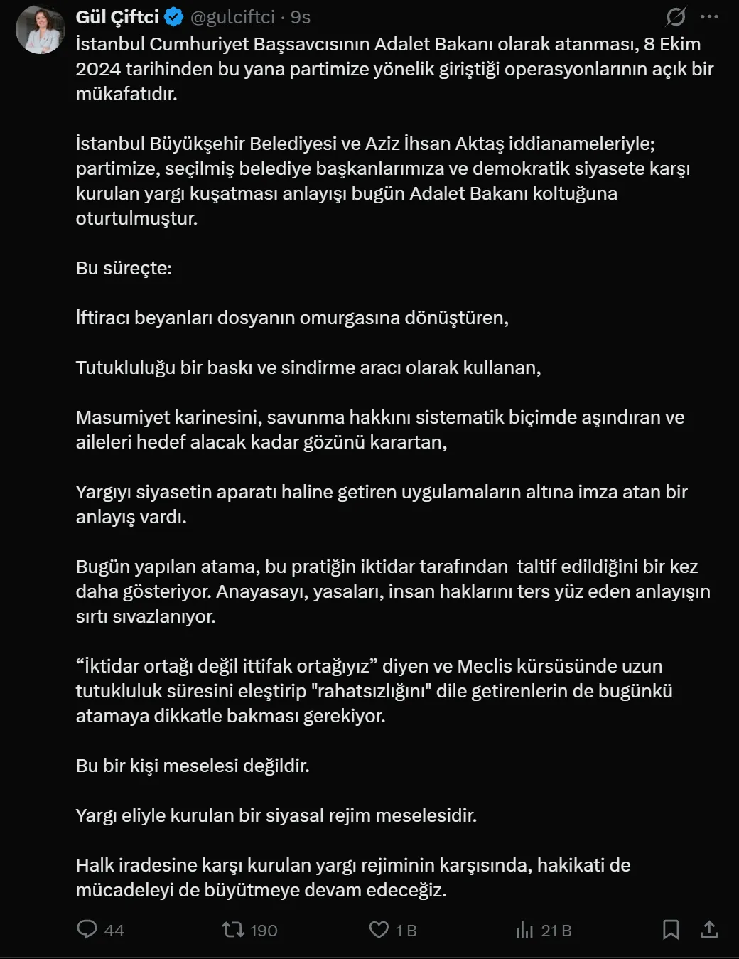 <p>Akın G&uuml;rlek'in Adalet Bakanı, Mustafa &Ccedil;ift&ccedil;i'nin İ&ccedil;işleri Bakanı olarak atanmasına tepkiler</p>
