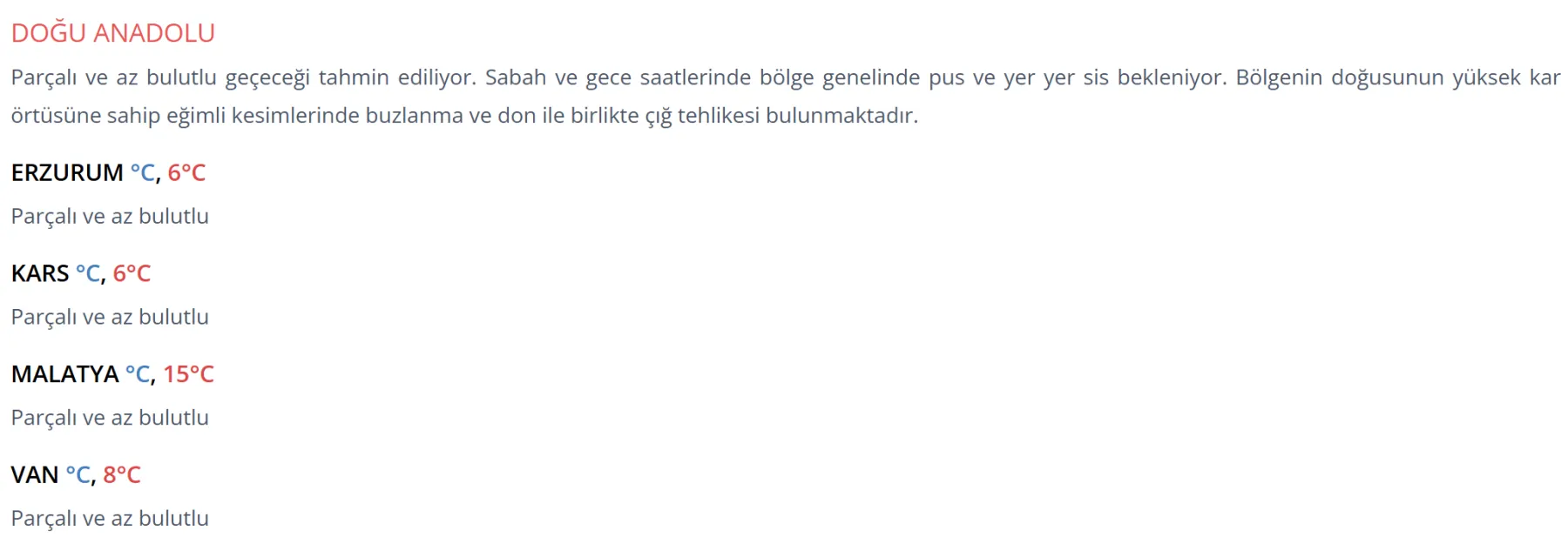 <p>15 Şubat 2026 B&ouml;lgelerde Hava Durumu</p>