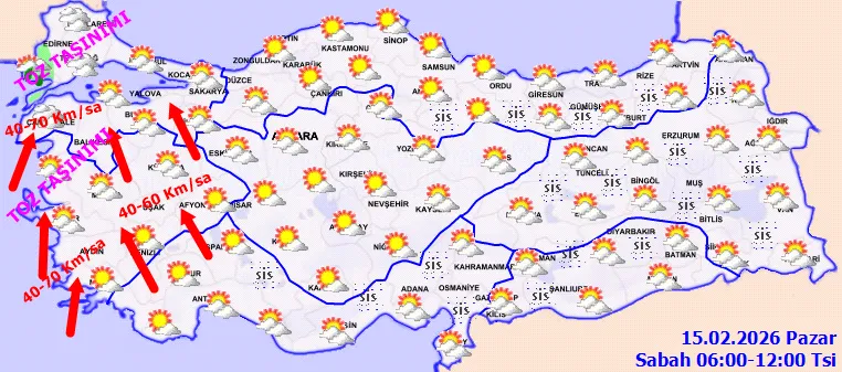 <p>15-16 Şubat 2026 hava tahmini</p>
