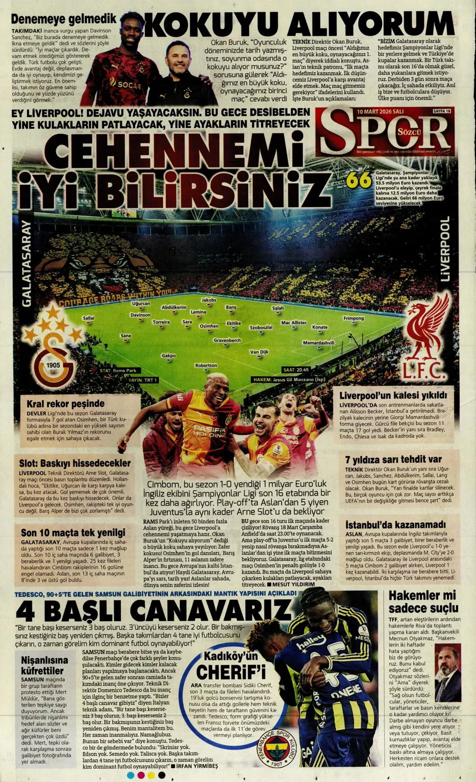 "Tedesco'nun eleştirdiği 5 Fenerbahçeli"  | Günün spor manşetleri