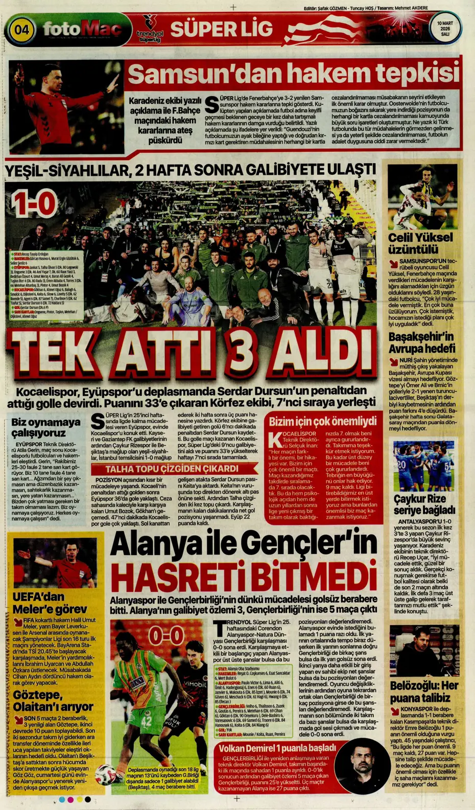 "Tedesco'nun eleştirdiği 5 Fenerbahçeli"  | Günün spor manşetleri