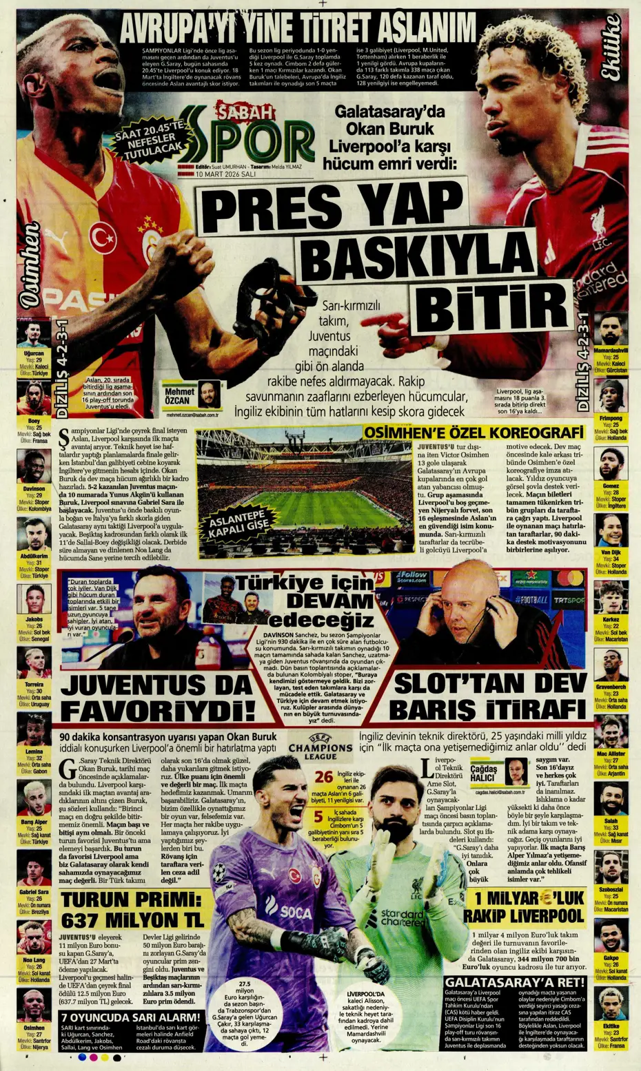 "Tedesco'nun eleştirdiği 5 Fenerbahçeli"  | Günün spor manşetleri