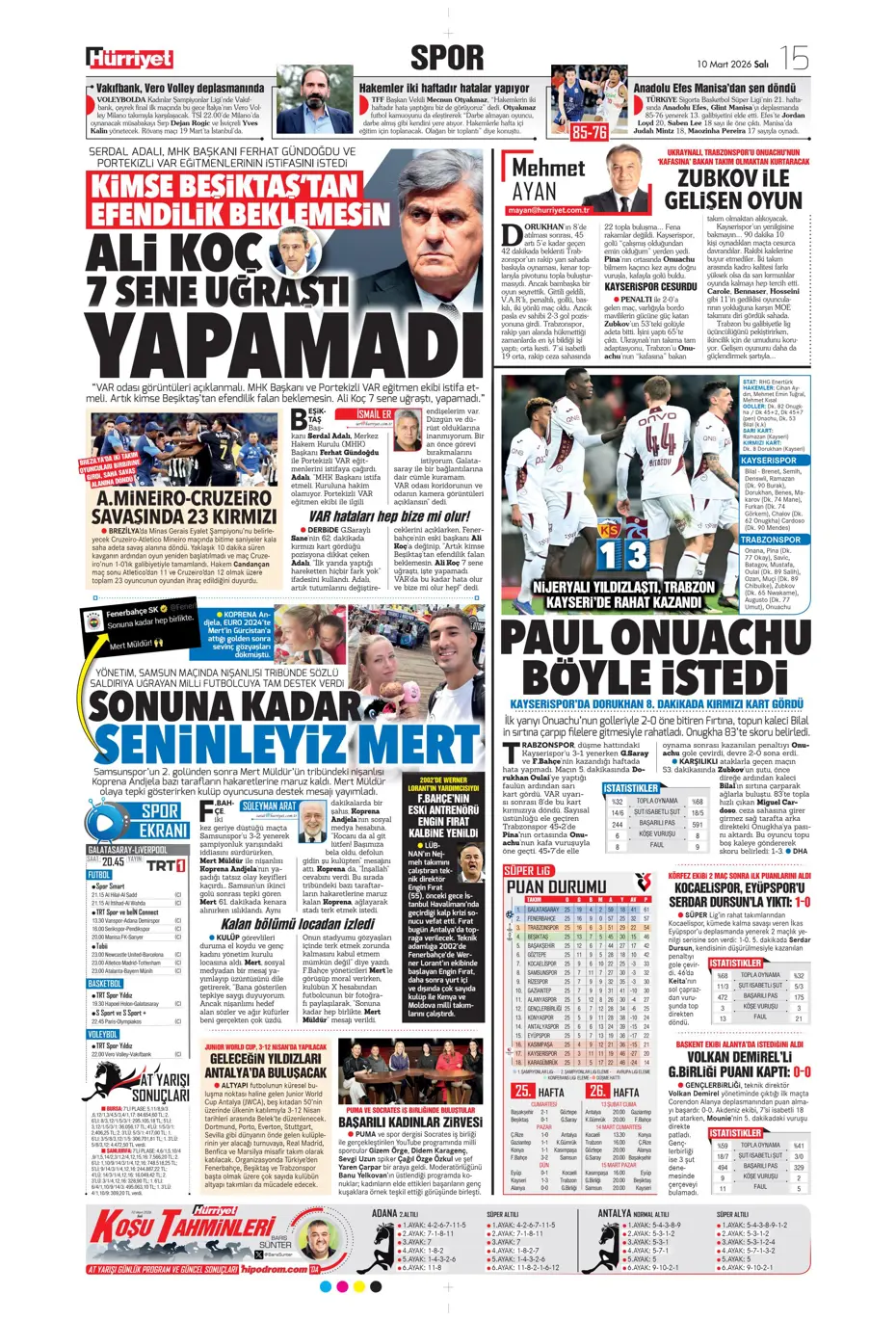 "Tedesco'nun eleştirdiği 5 Fenerbahçeli"  | Günün spor manşetleri