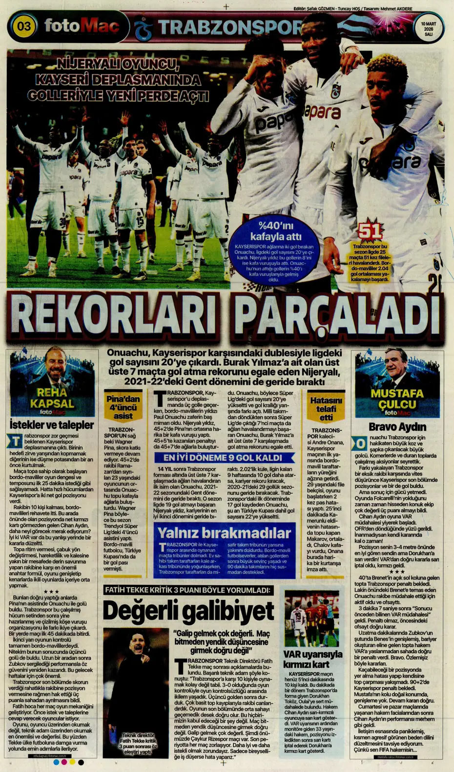 "Tedesco'nun eleştirdiği 5 Fenerbahçeli"  | Günün spor manşetleri