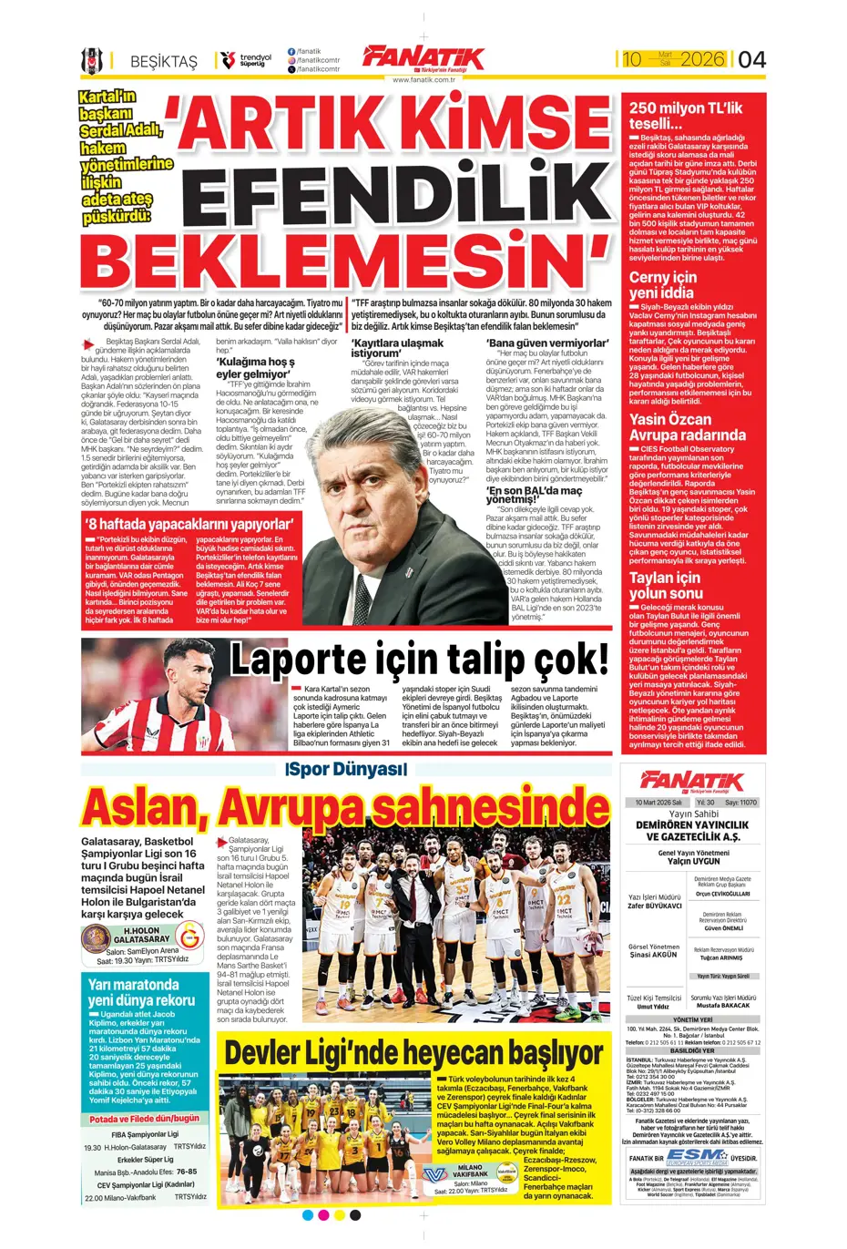 "Tedesco'nun eleştirdiği 5 Fenerbahçeli"  | Günün spor manşetleri
