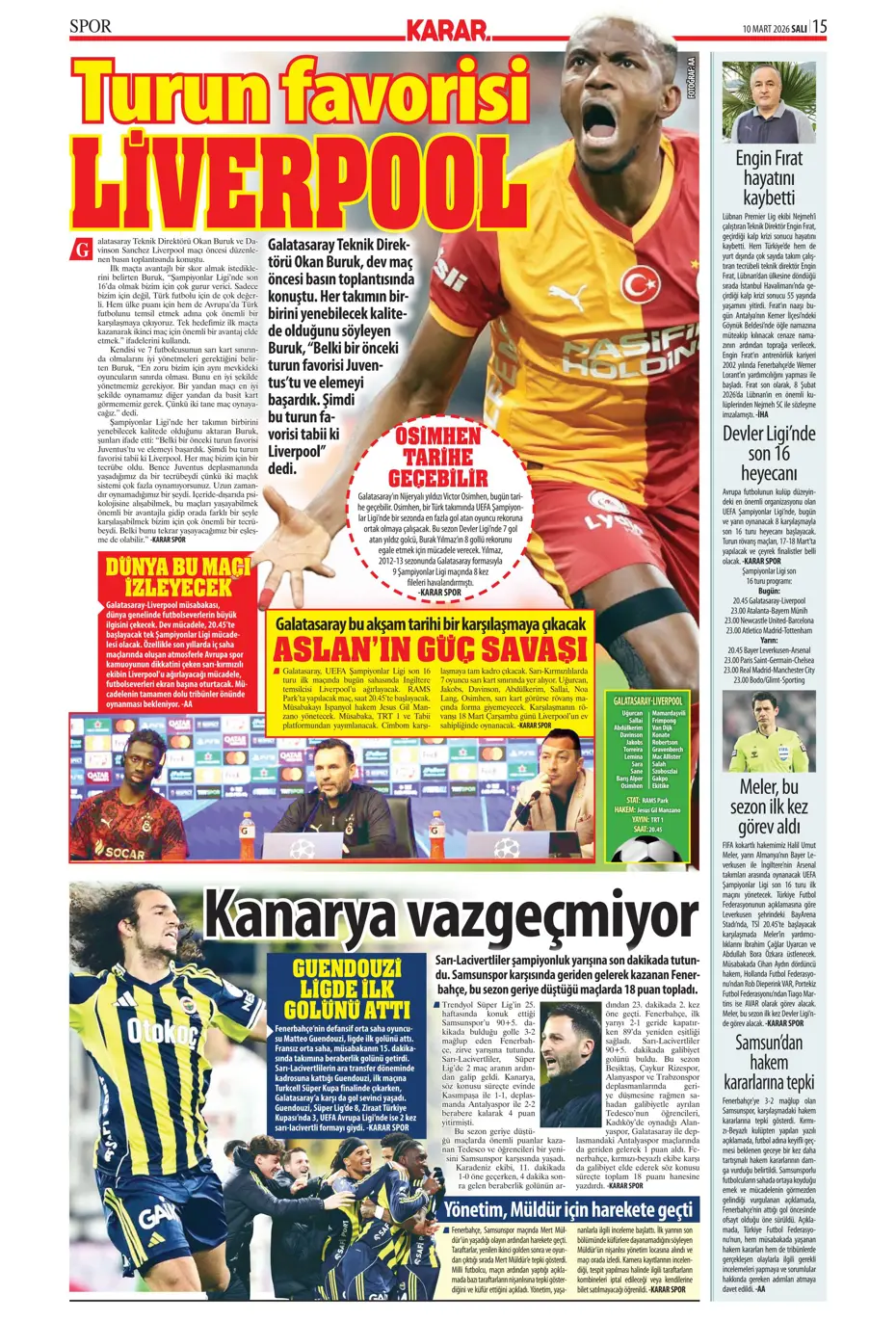 "Tedesco'nun eleştirdiği 5 Fenerbahçeli"  | Günün spor manşetleri