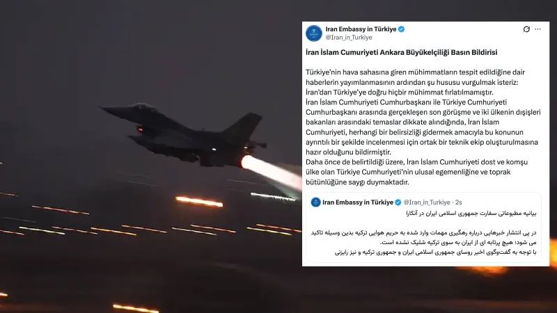 İran'ın Ankara Büyükelçiliği: İran'dan Türkiye'ye doğru hiçbir mühimmat fırlatılmamıştır