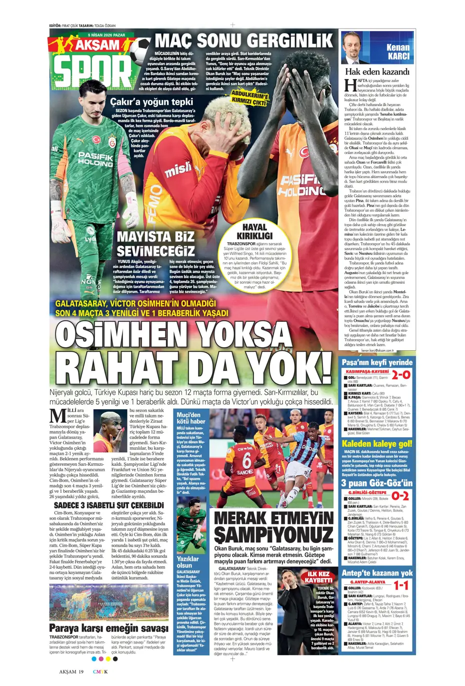 "Fırtına zirveyi karıştırdı" | Günün spor manşetleri
