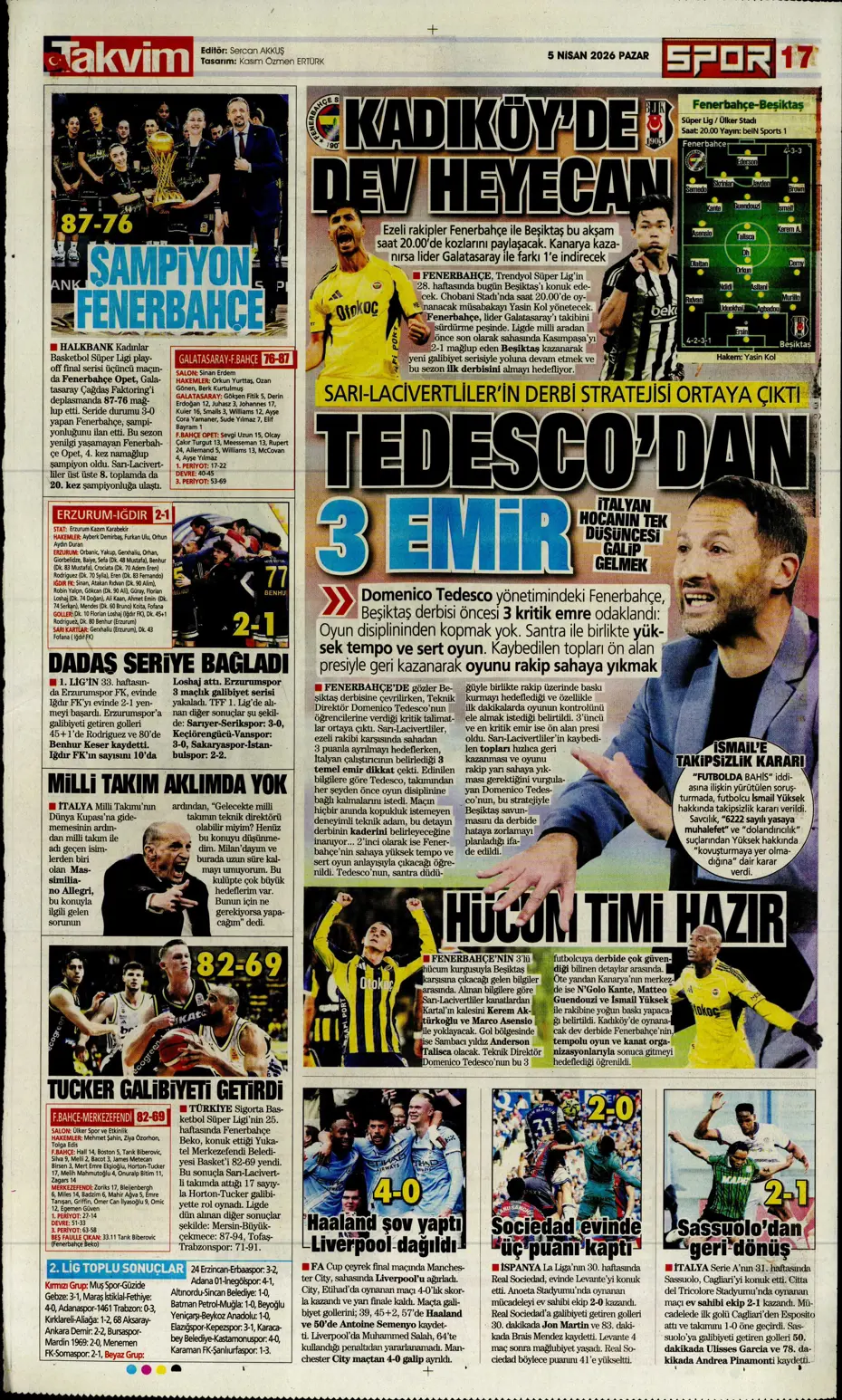 "Fırtına zirveyi karıştırdı" | Günün spor manşetleri