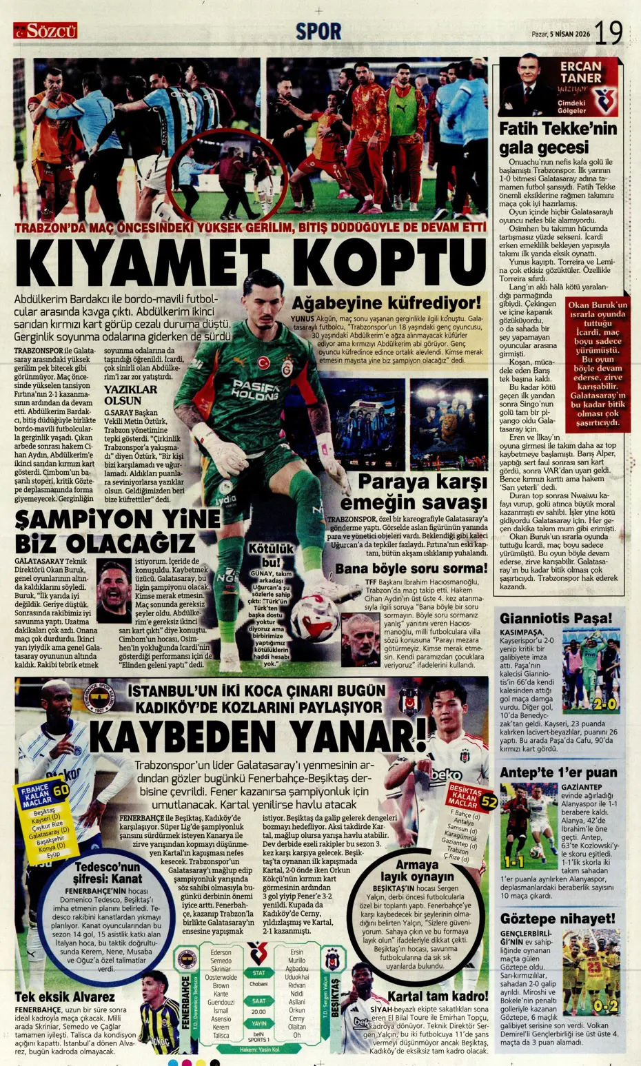 "Fırtına zirveyi karıştırdı" | Günün spor manşetleri