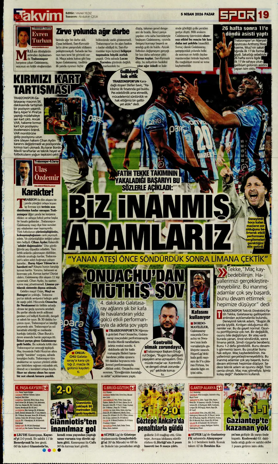 "Fırtına zirveyi karıştırdı" | Günün spor manşetleri