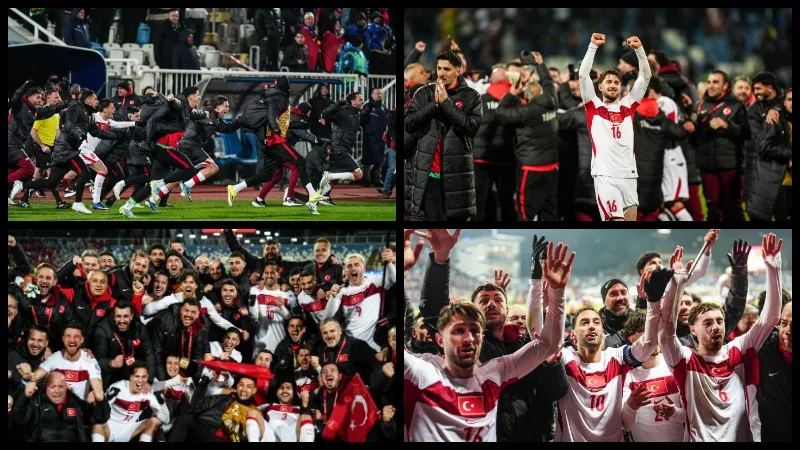 A Milli Takım Dünya Kupası'na gidiyor: Futbolcuların maç sonu sevincinden kareler...